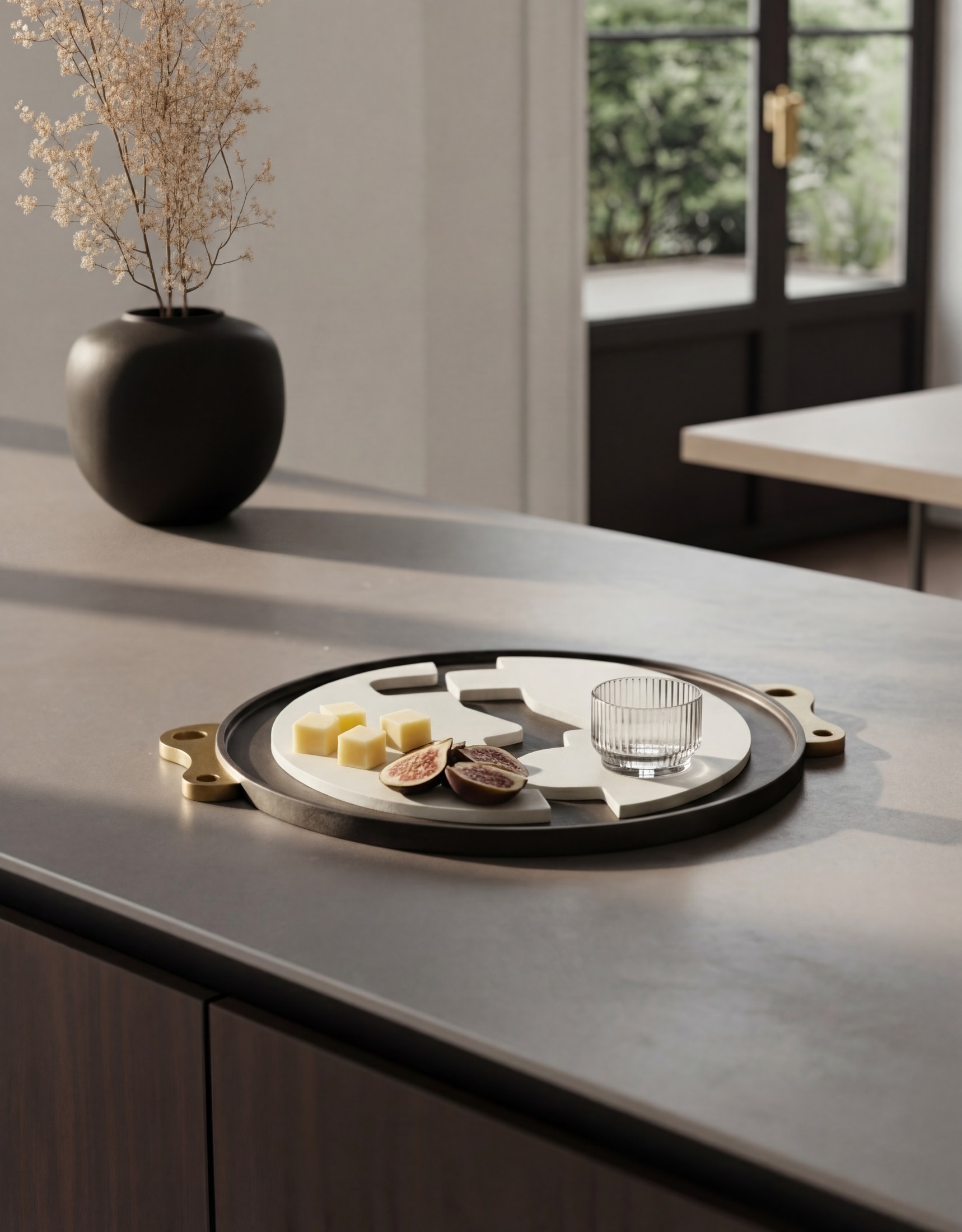 Concept visualization of two face-shaped platters within a tray.