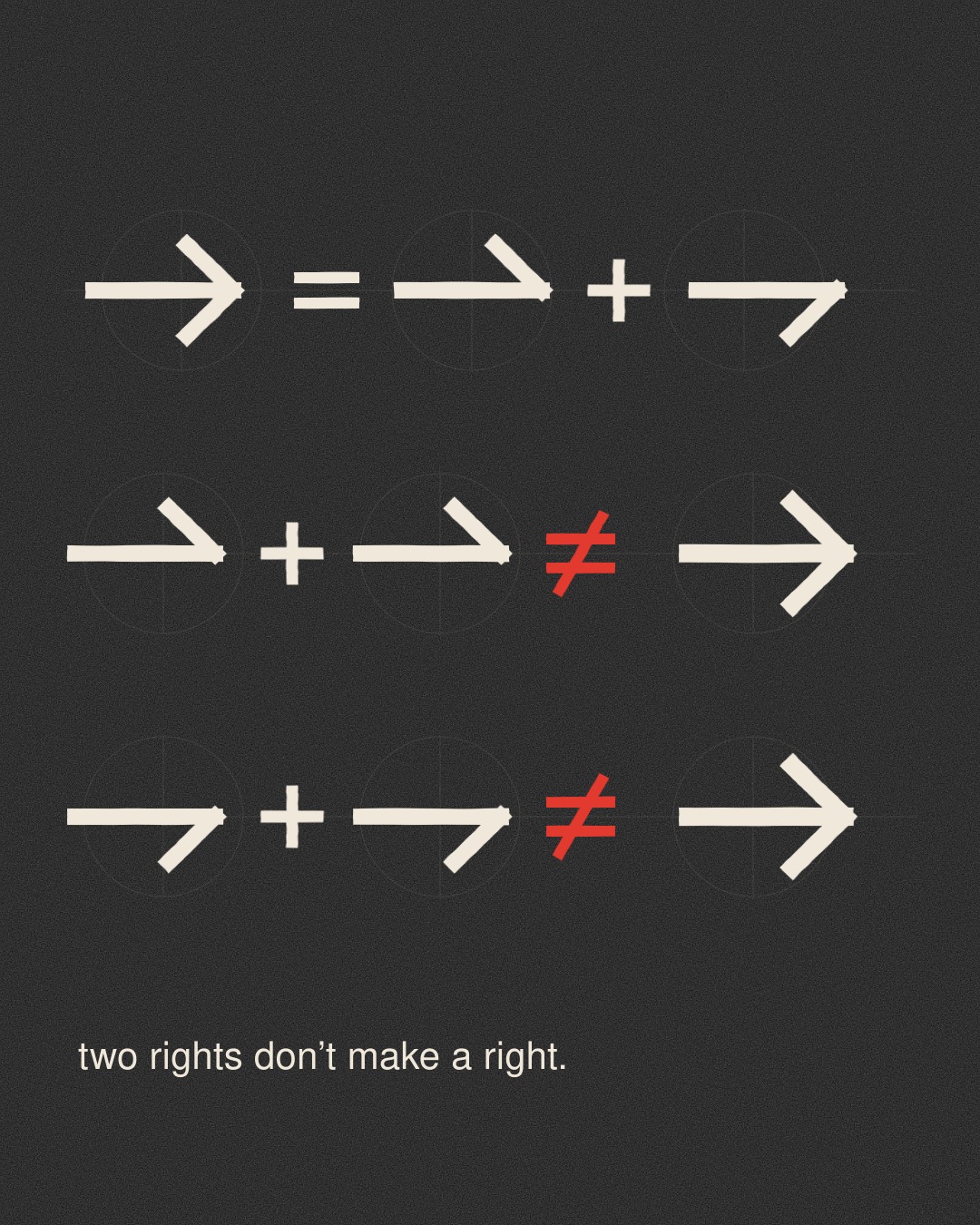 Arrow equations showing a complete arrow and the incomplete combinations of two tops or two bottoms.